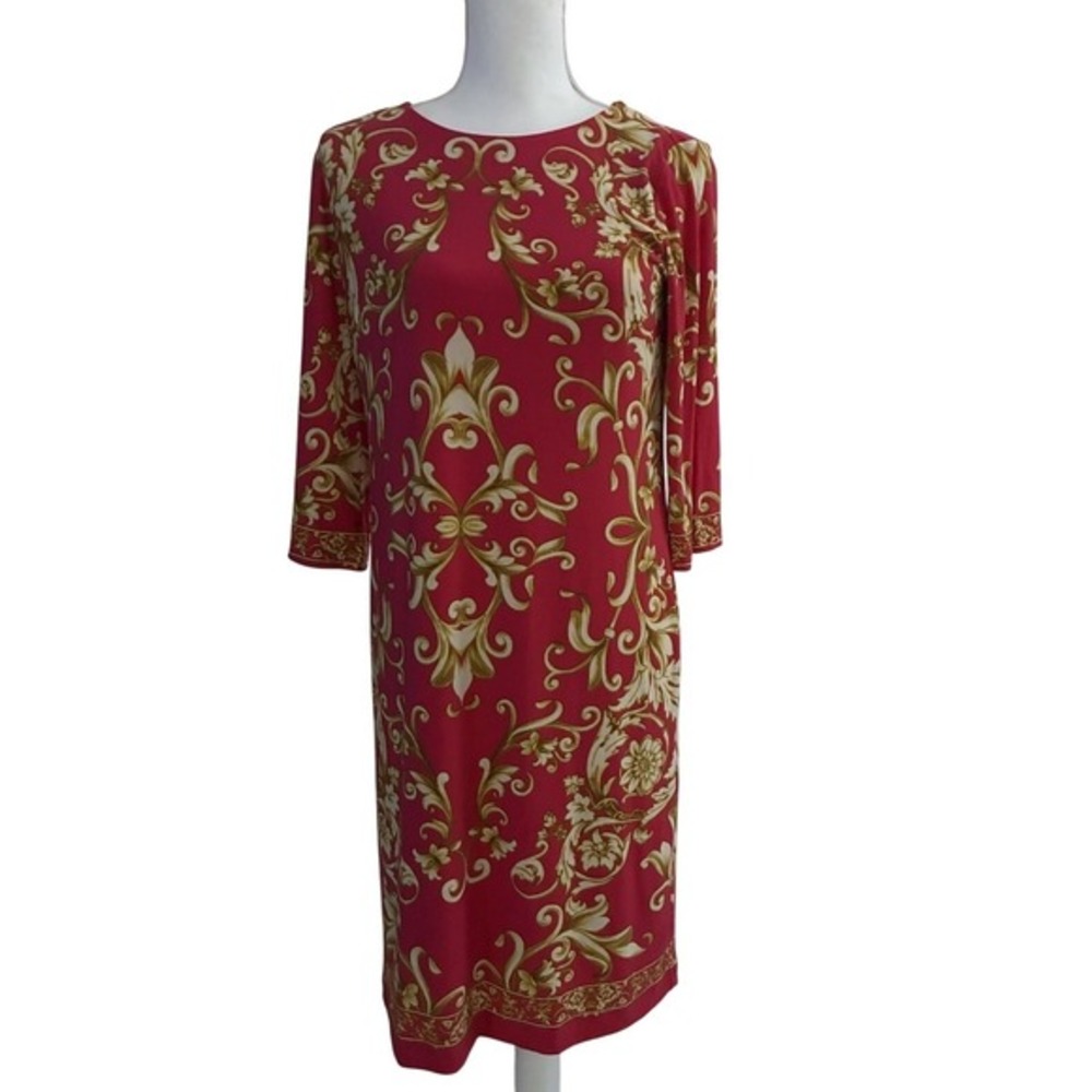 NWT Chicos Ultra Pink ITY Shift Dress Baroque Print size 0